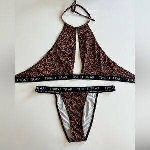 Thirst Trap Leopard Print Halter
Panty 2 piece  Set 🐅💅🏽